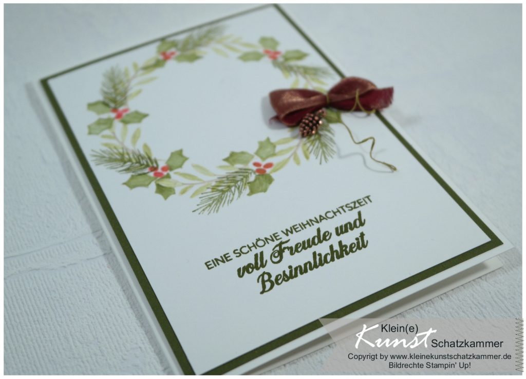 Weihnachtskarte Aquarell ohne Linien mit Stampin Up Stempelset besinnlicher Advent